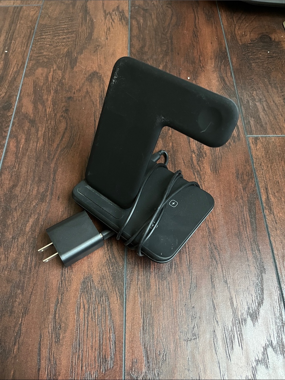 3 in 1 Black Wireless Charging Stand with Power Adapter